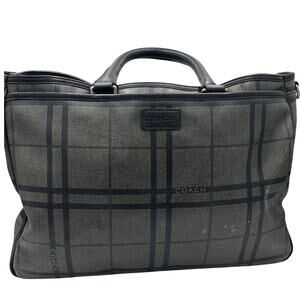 COACH F71072 Gray Black Tattersall Metropolitan Tote Messenger Briefcase Bag